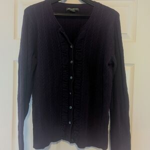 Purple Cable Knit Cardigan Sweater